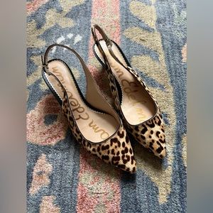 Sam Edelman - Ludlow Kitten Slingback Heel in Leopard Print Faux Calf Hair